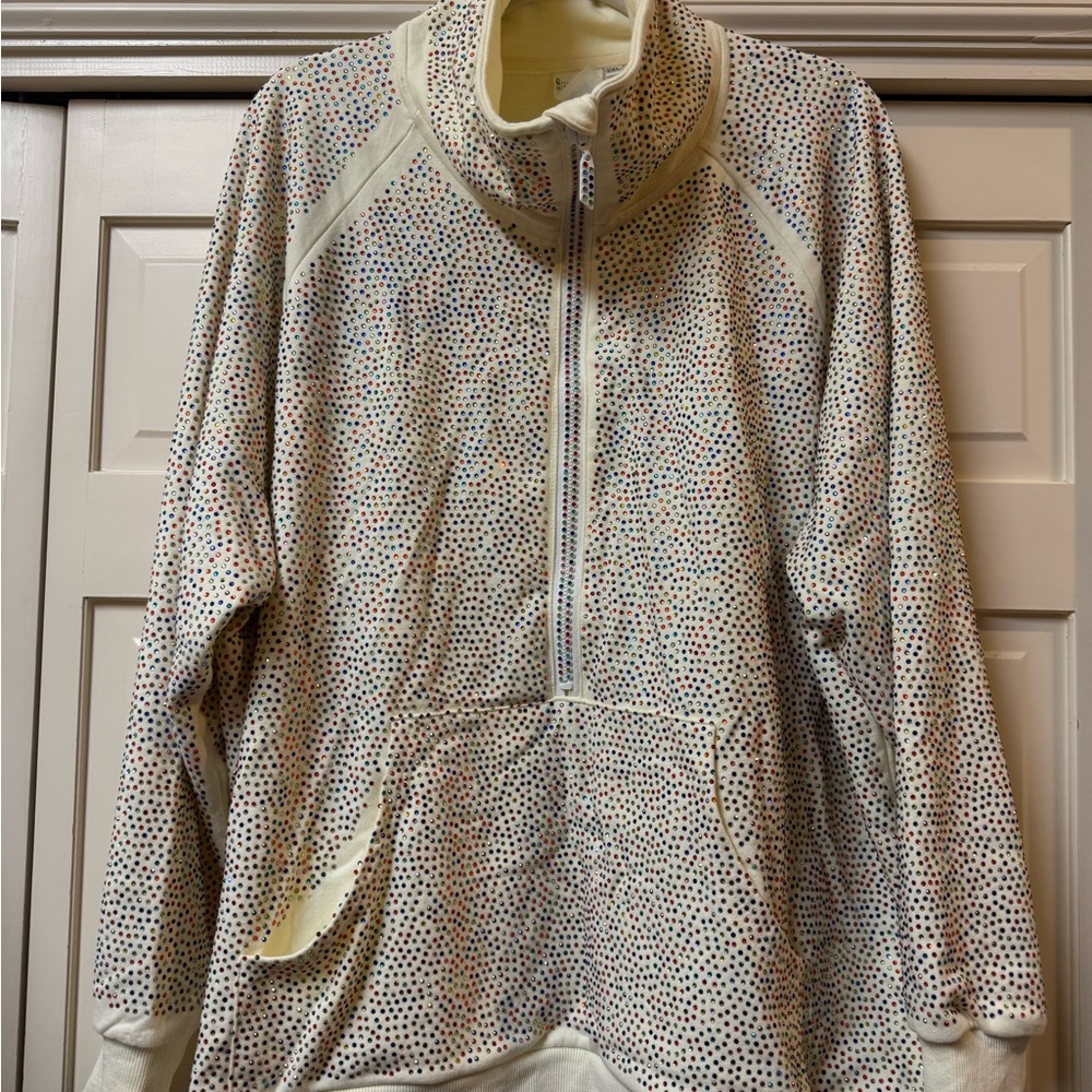 Queen of Sparkles Colorful Rhinestone Quarter Zip